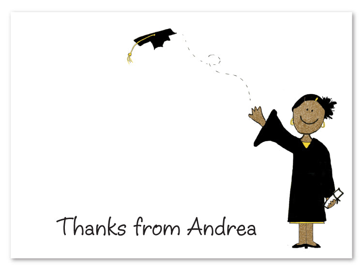 African American Girl Graduation Stationery