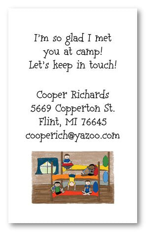 Boys at Camp Calling Cards - Vertical Design