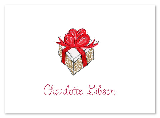 Brown Gift With Red Bow Stationery