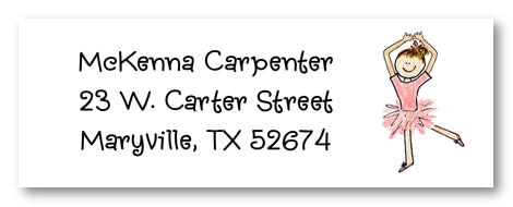 Brunette Ballerina Address Labels