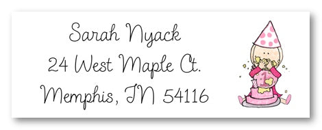 Girl's First Birthday Address Labels