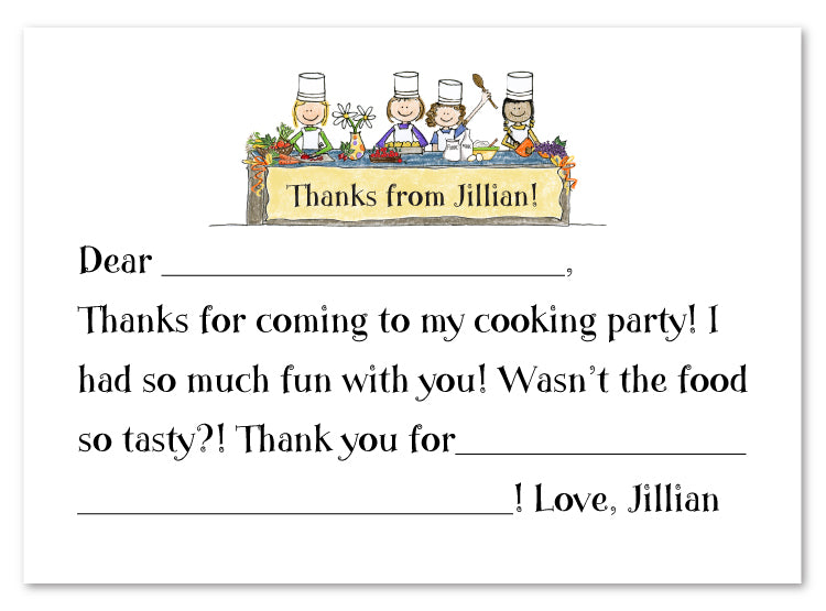 Girls Cooking Party Flat Notecard