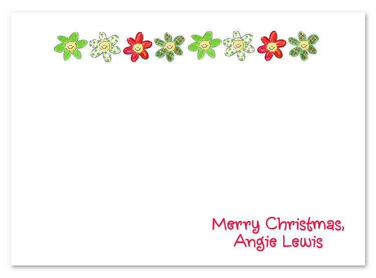 Happy Daisy Christmas Row Flat Notecard