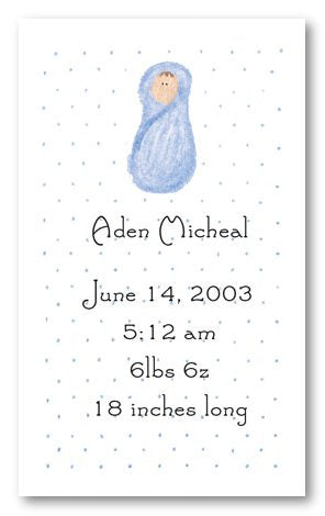 Newborn Boy Calling Cards - Vertical Design