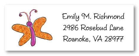 Orange Butterfly Address Label