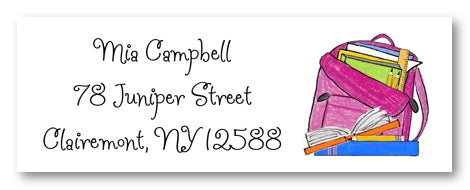 Pink Backpack Address Label