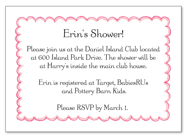 Pink Scallop Border Flat Card