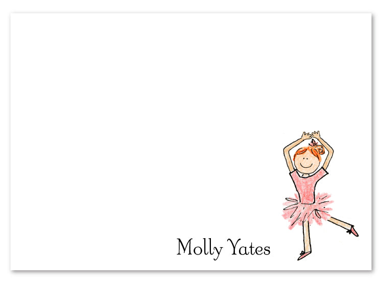 Red Head Ballerina Flat Note Card