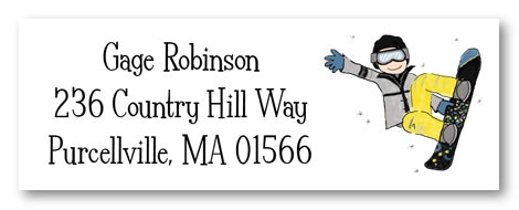 Snowboarder Boy Address Label