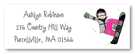 Snowboarder Girl Address Label