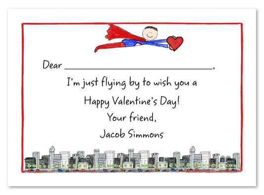 Superhero Valentine Flat Notecard