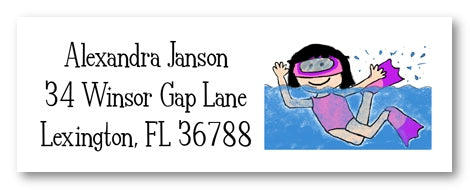 Swimming Girl Address Label