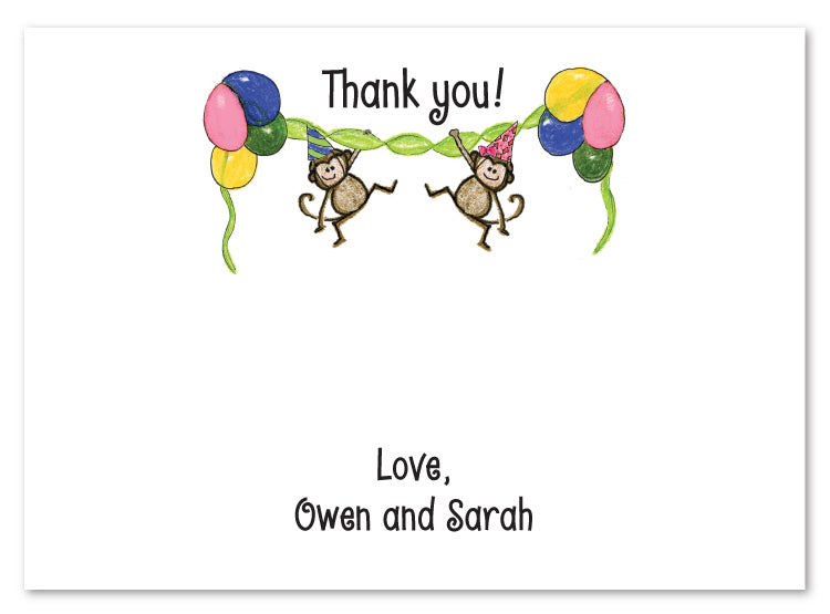 Two Monkeys Birthday Flat Notecard