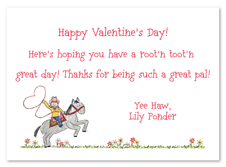 Valentine Cowgirl Flat Notecard