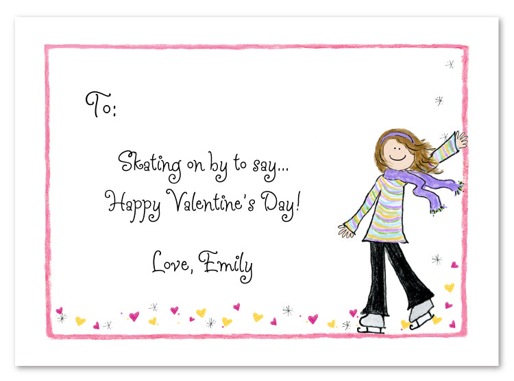 Valentine Ice Skater Flat Notecard