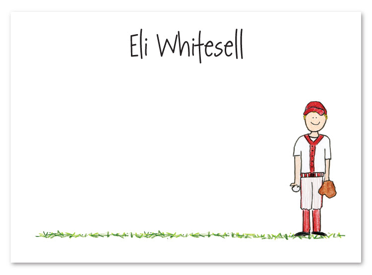 Blonde Baseball Boy Flat Note Card