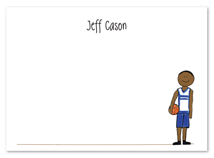 African American Basketball Boy Flat Note Card