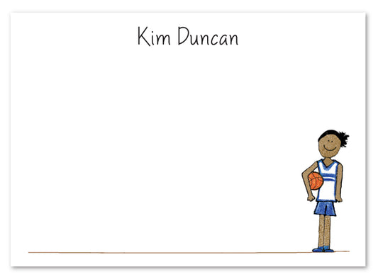 African American Basketball Girl Flat Note Card