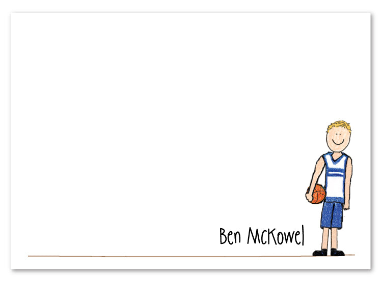 Blonde Basketball Boy Flat Note Card