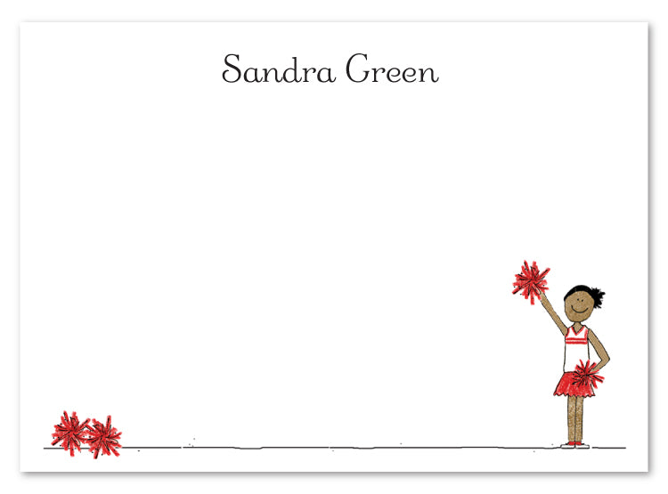 African American Cheerleader Flat Note Card