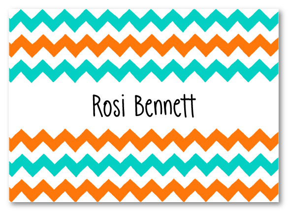 Orange and Aqua Chevron Stationery