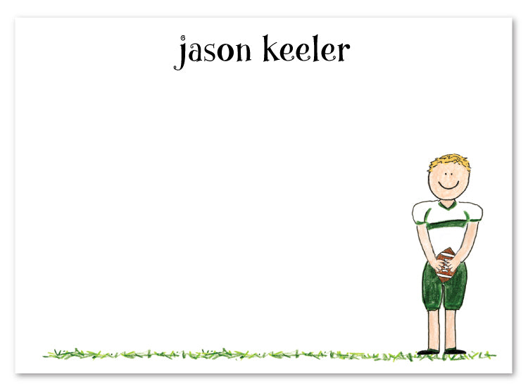 Blonde Football Boy Flat Note Card
