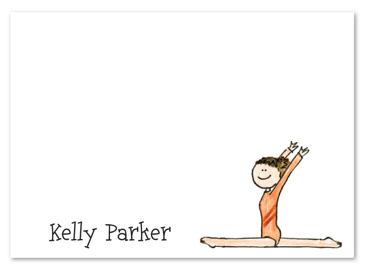 Brunette Gymnast Flat Note Card