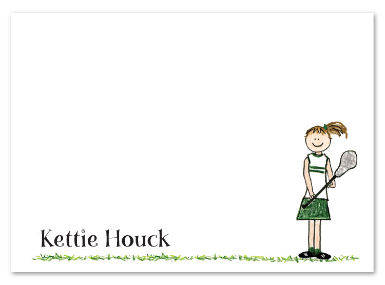 Brunette Lacrosse Girl Flat Card