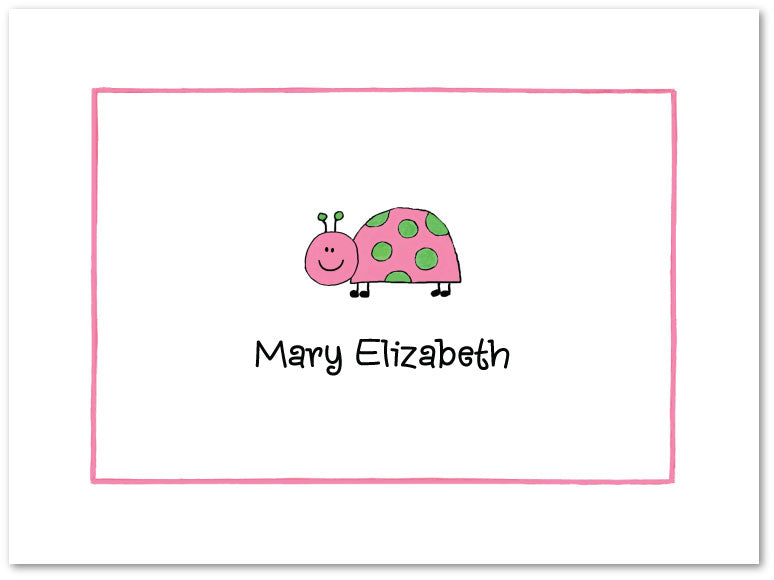 Pink And Green Ladybug Stationery