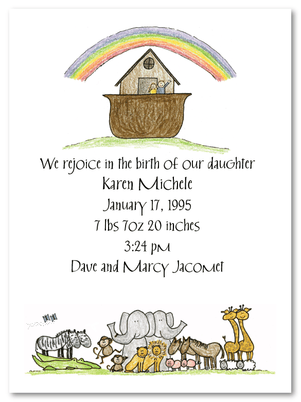 Noah's Ark Birthing Announcements