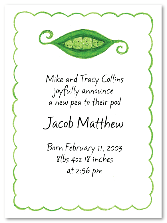 Peapod Family Of 5 Birthing Announcements