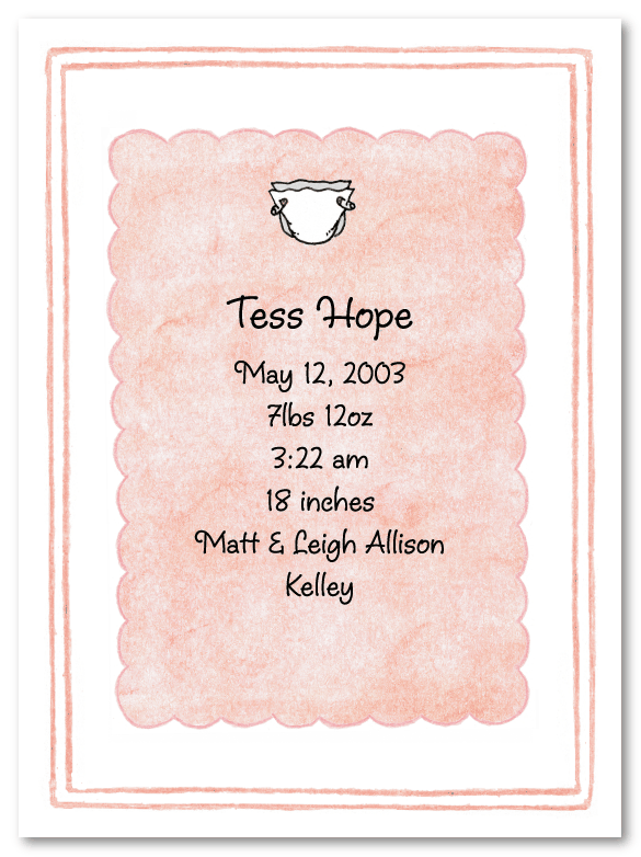 Girl's Diaper Birth Announcements