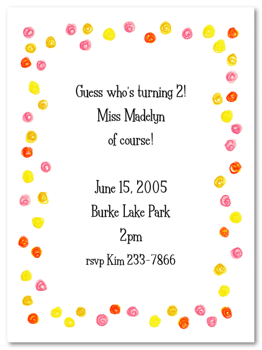 Happy Pink Dots Border Invitations