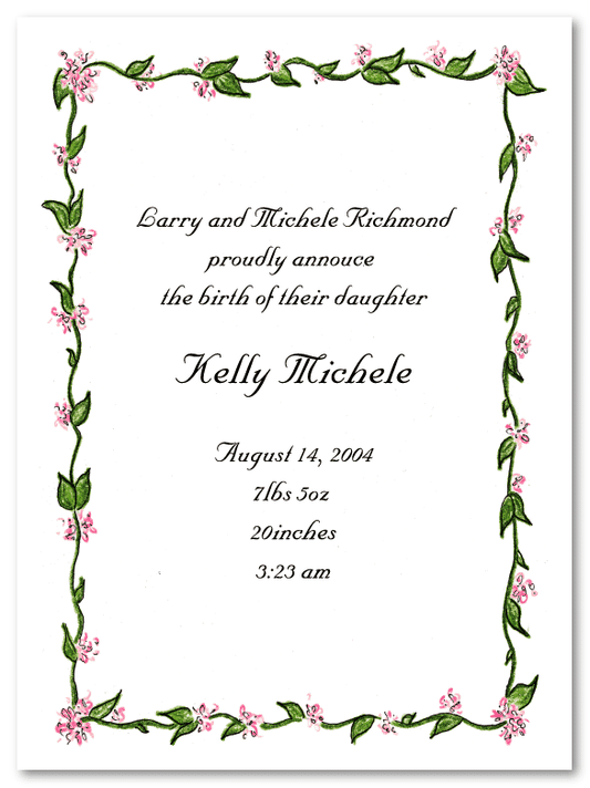 Pink Vine Border Invitations