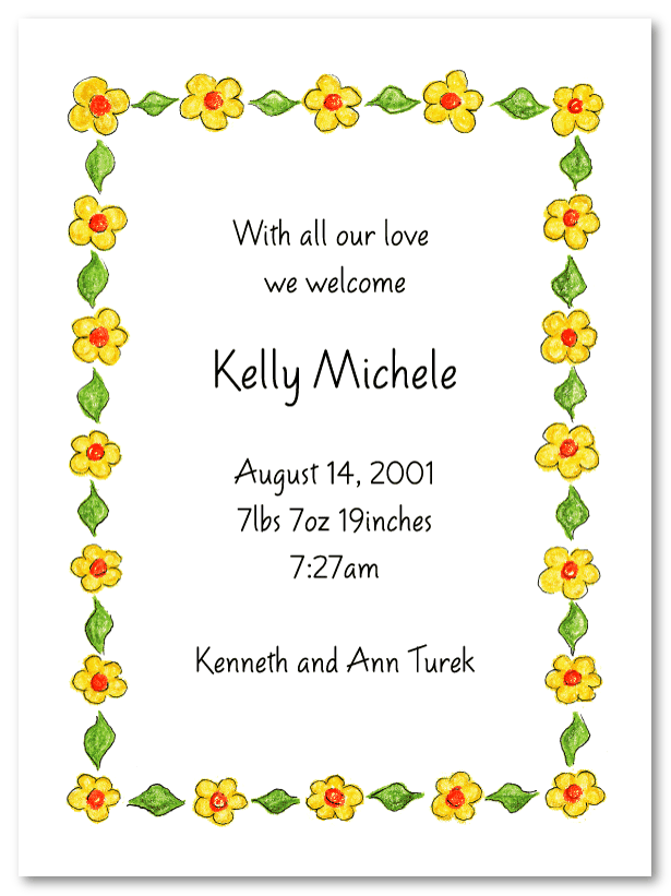 Kelly's Yellow Border Invitations