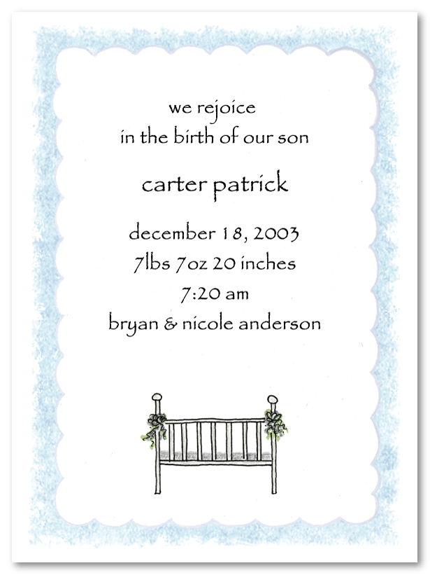 Blue Bassinet Baby Shower Invites