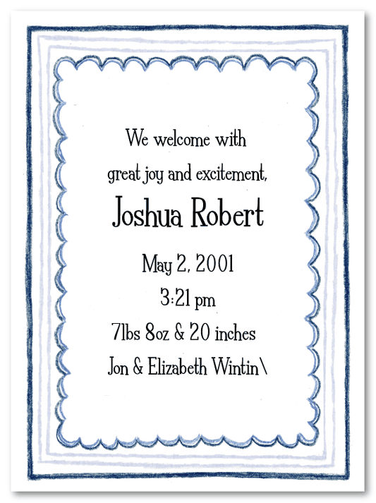 Triple Blue Border Invitations