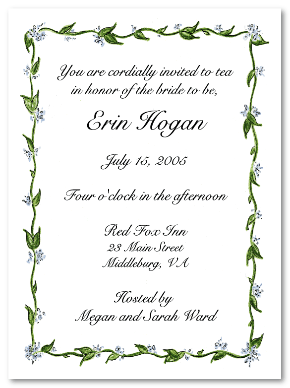 Blue Vine Border Invitations