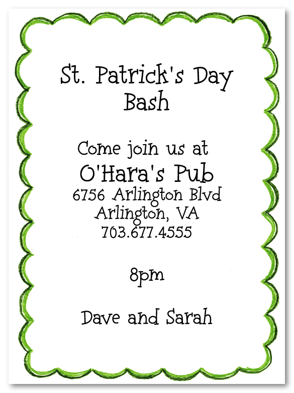 Green Scallop Border Invitations