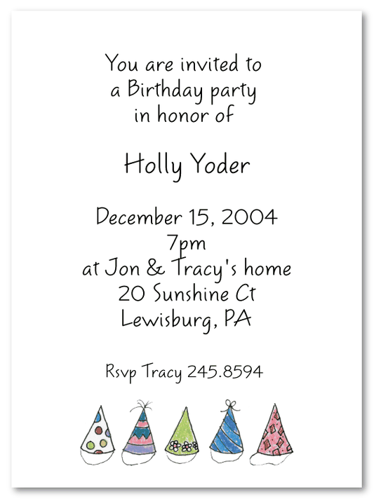 Birthday Hat Row Invitations
