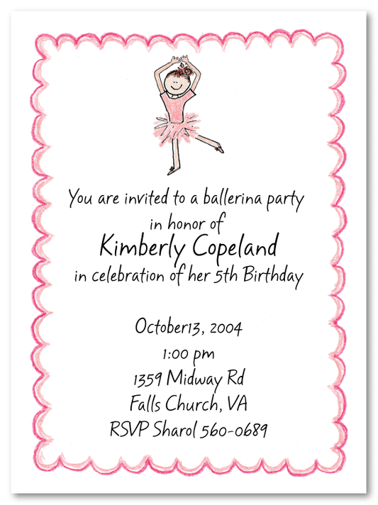 Ballerina Party Invitations