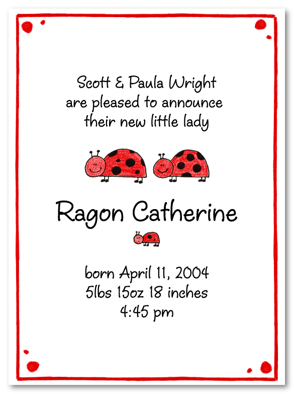 Ladybug Family Of 3 Birth Announcements