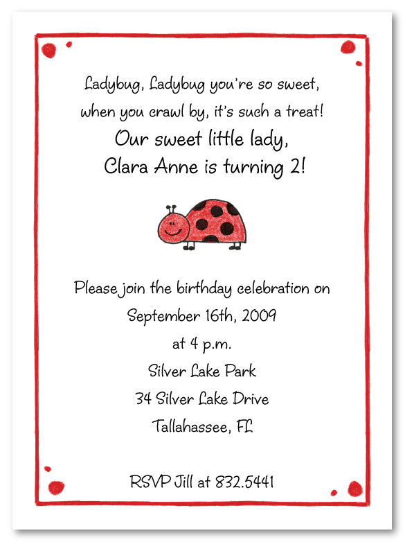 Ladybug Party Invites
