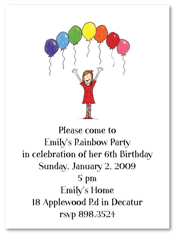 Rainbow Balloons Party Invites