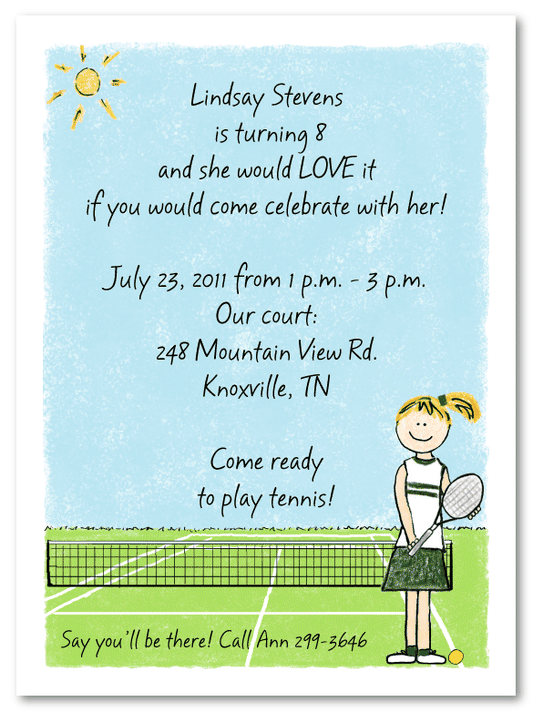 Tennis Girl Invitations