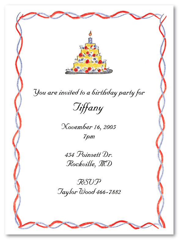 Yellow & Red Cake Invitations