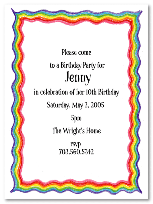 Rainbow Border Invitations