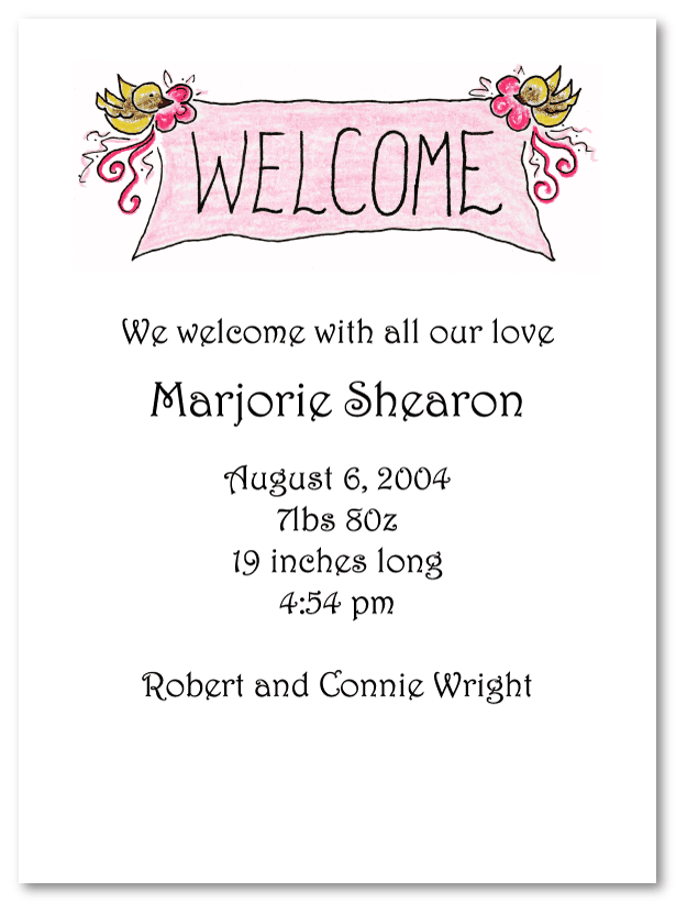 Pink Banner Birth Announcements