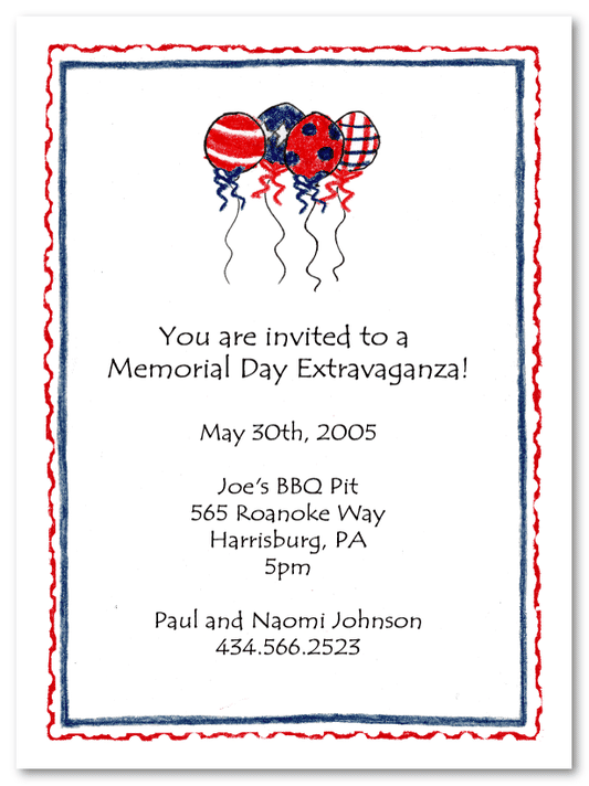 Patriotic Balloons Invitations