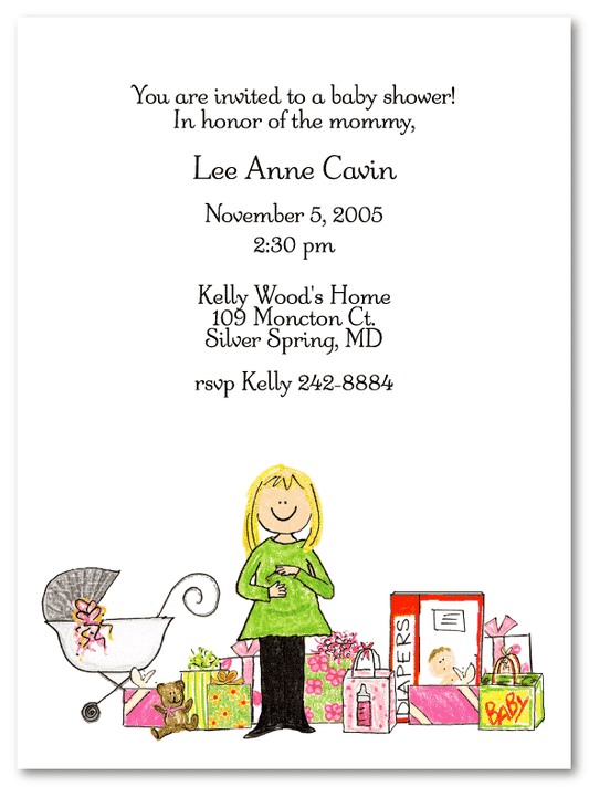 Blonde Mom's Baby Shower-Pink Baby Shower Invites